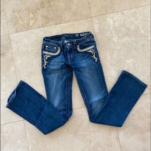 Miss Me Jeans - Sz 28 Boot Cut - Leather Detailed
